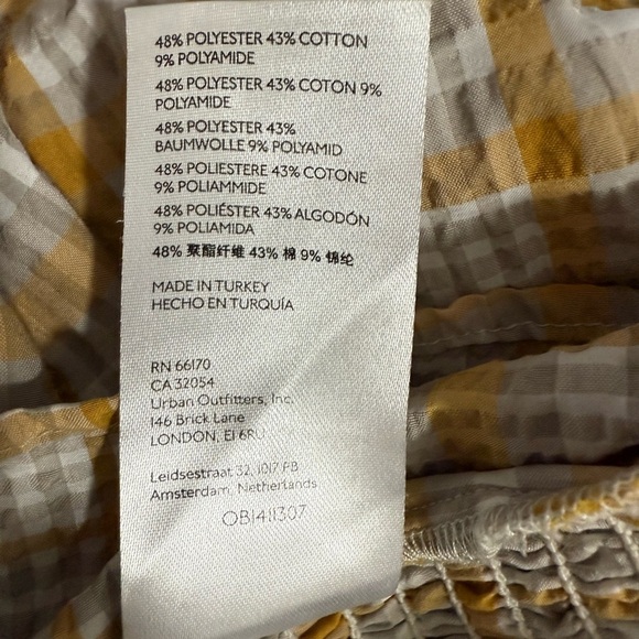 MAEVE ANTHROPOLOGIE PLAID SQUARE-NECK PUFF SLEEVE SMOCKED BLOUSE TOP SIZE: M - Picture 10 of 11